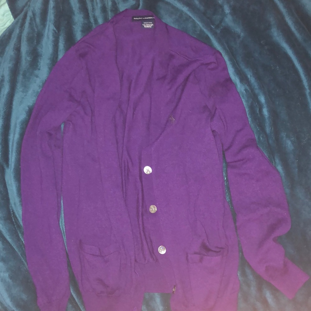 Ralph Lauren Merino Wool Sport Purple Cardigan